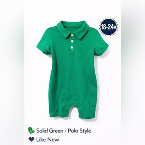 DONATED: Green Polo Romper 18-24M | Toddler One Piece | Summer Outfit